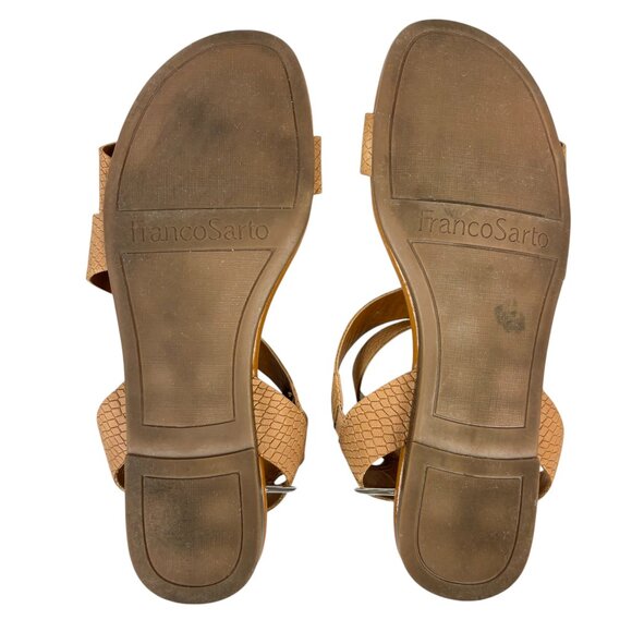 Franco Sarto Flat Leather Sandals Size 8M  Tan Gustar Reptile Embossed - Picture 13 of 16